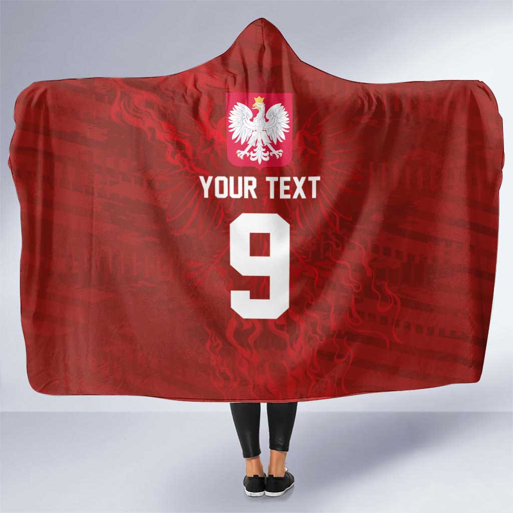 Custom Poland National Football Hooded Blanket The Eagles on Flames - Wonder Print Shop