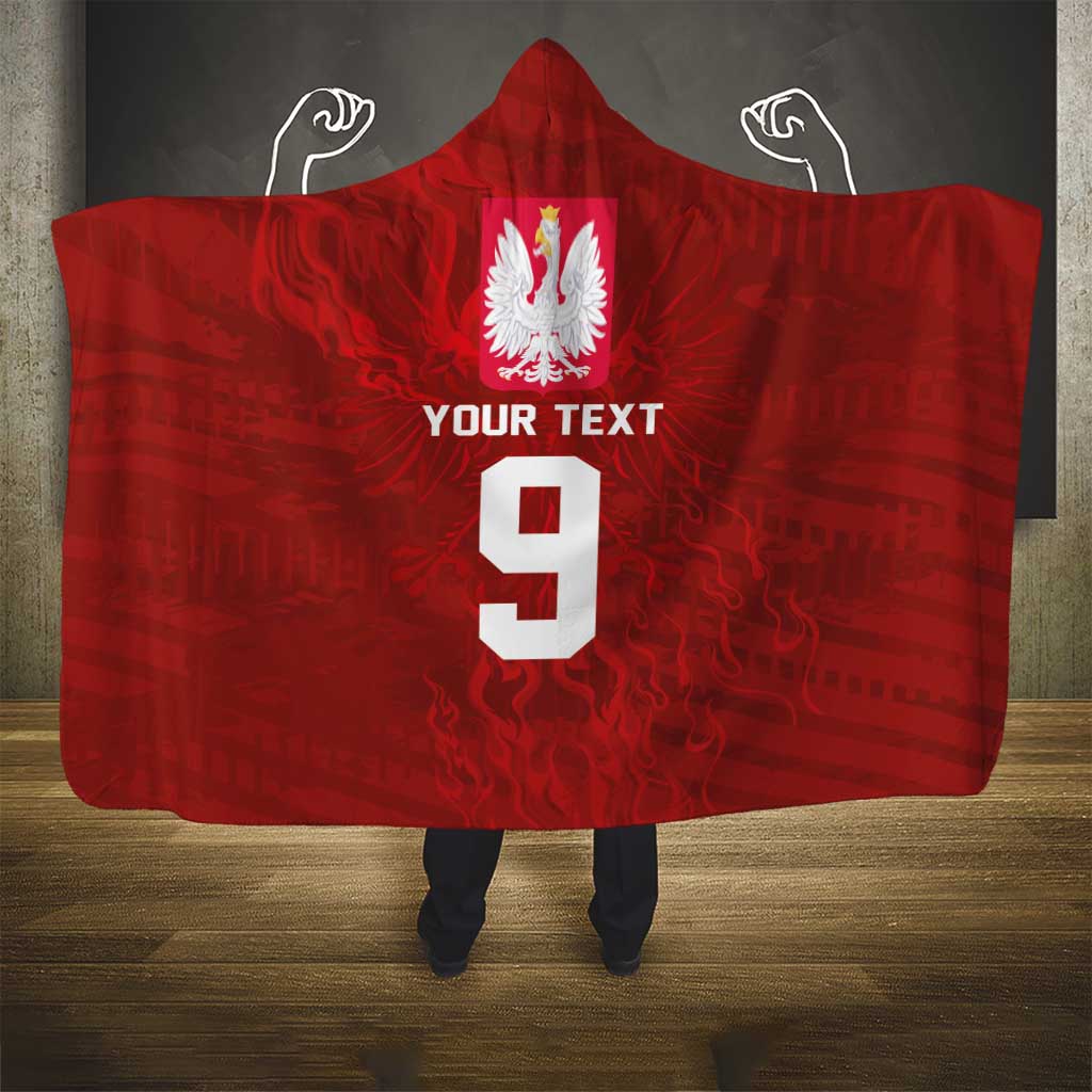 Custom Poland National Football Hooded Blanket The Eagles on Flames - Wonder Print Shop