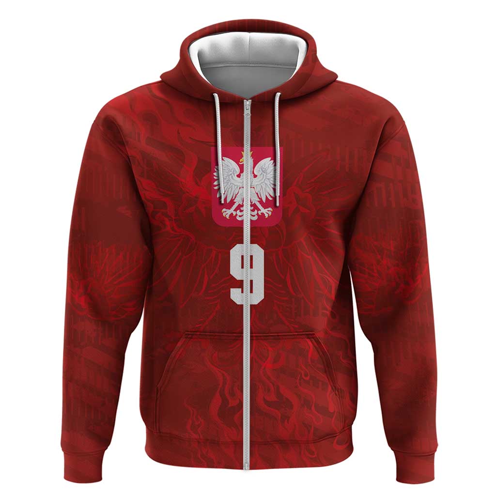 Custom Poland National Football Hoodie The Eagles on Flames - Wonder Print Shop