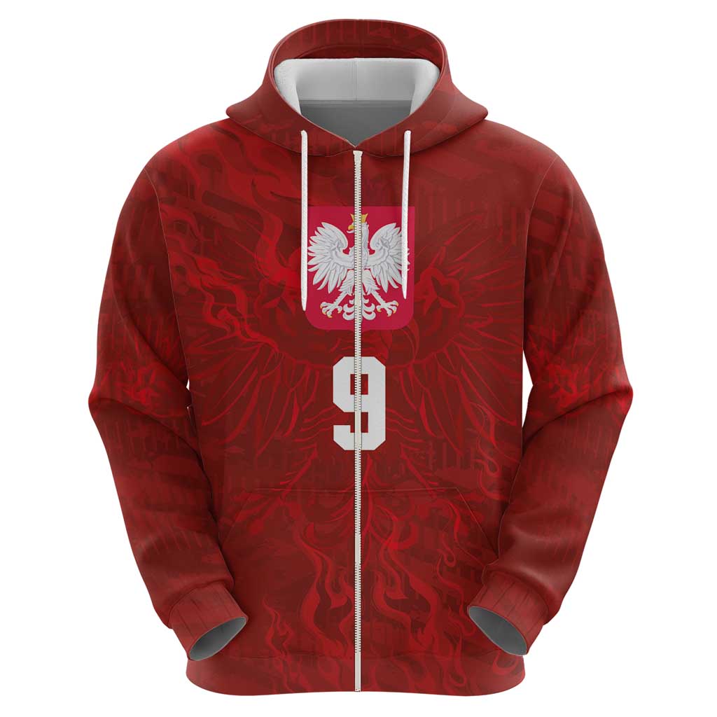 Custom Poland National Football Hoodie The Eagles on Flames - Wonder Print Shop