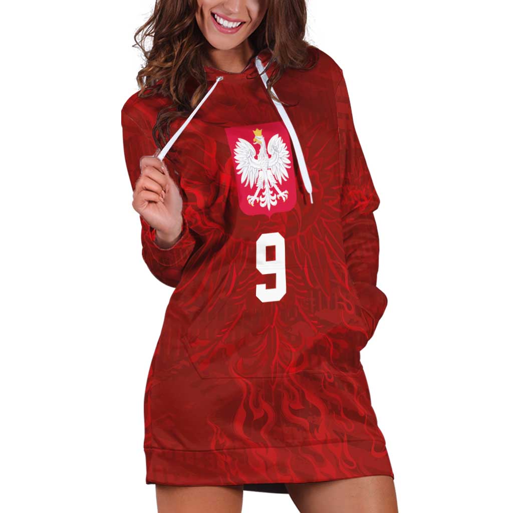 Custom Poland National Football Hoodie Dress The Eagles on Flames - Wonder Print Shop