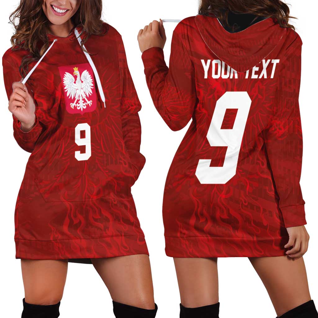 Custom Poland National Football Hoodie Dress The Eagles on Flames - Wonder Print Shop