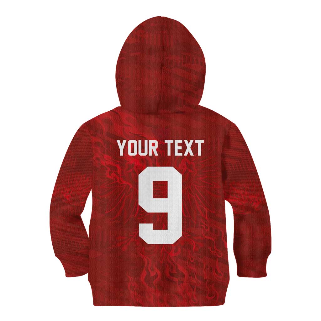 Custom Poland National Football Kid Hoodie The Eagles on Flames - Wonder Print Shop