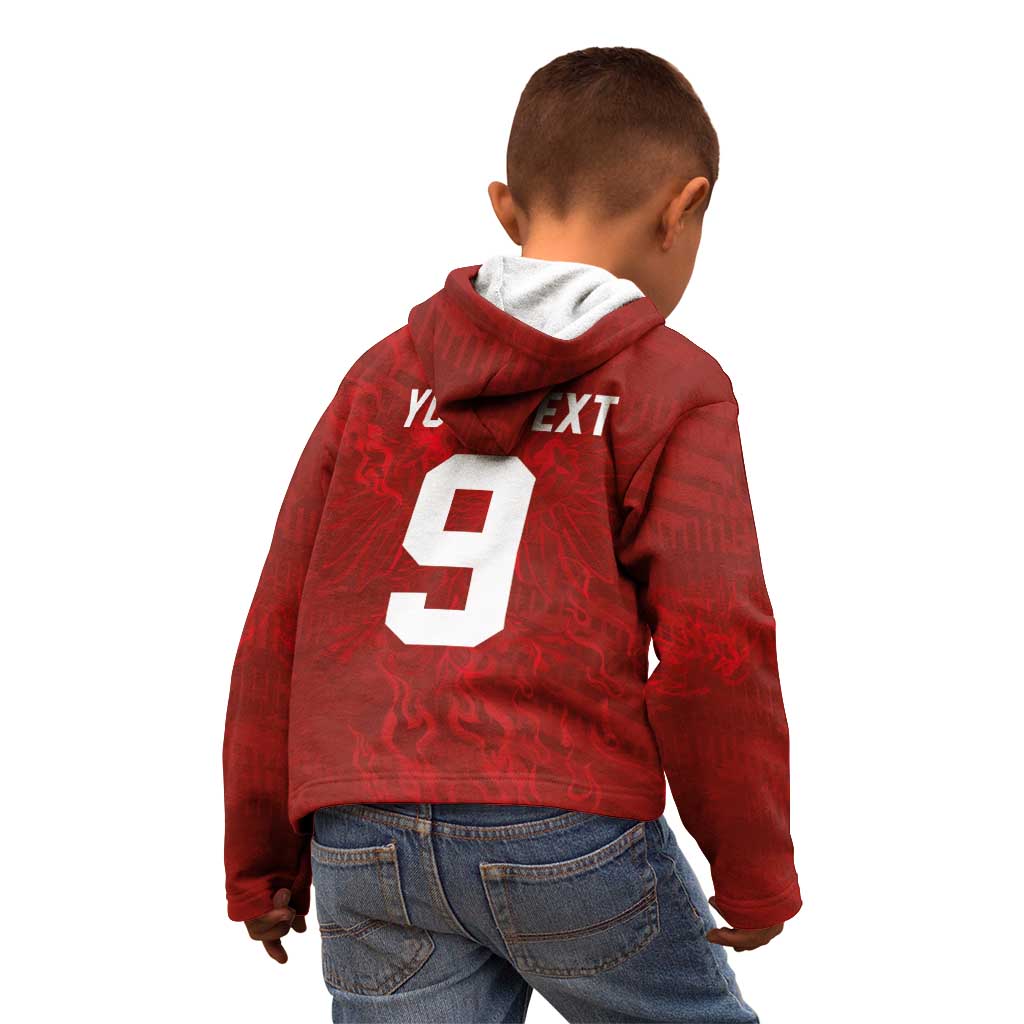 Custom Poland National Football Kid Hoodie The Eagles on Flames - Wonder Print Shop
