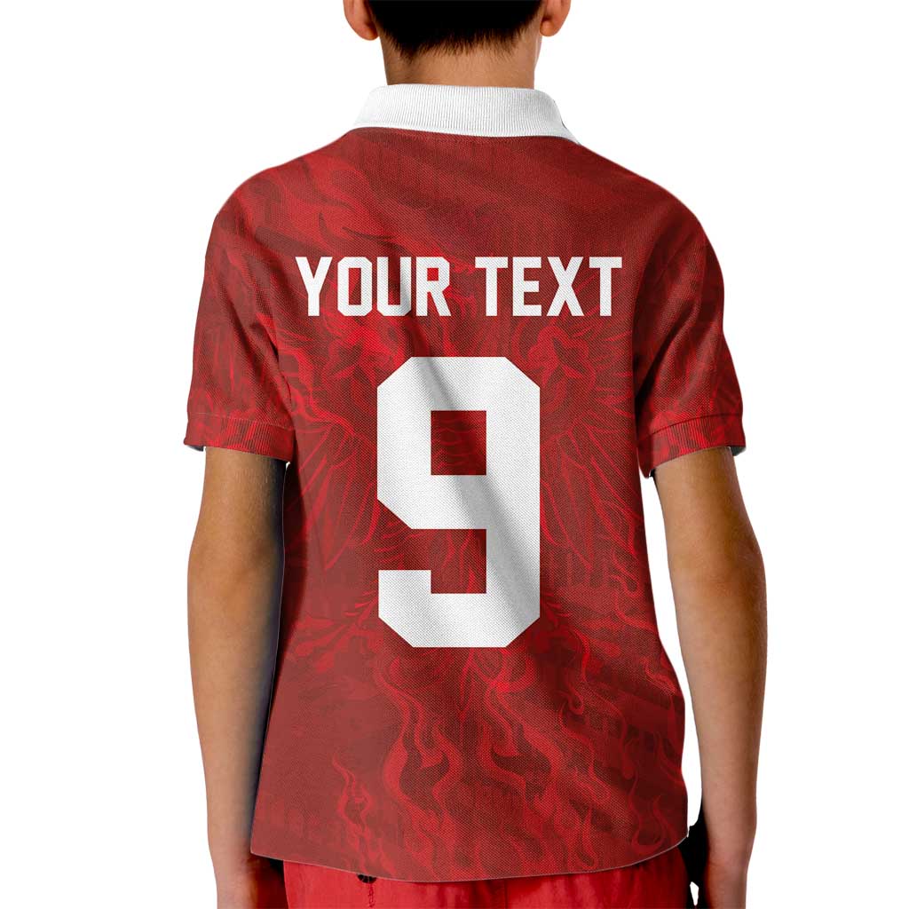 Custom Poland National Football Kid Polo Shirt The Eagles on Flames - Wonder Print Shop
