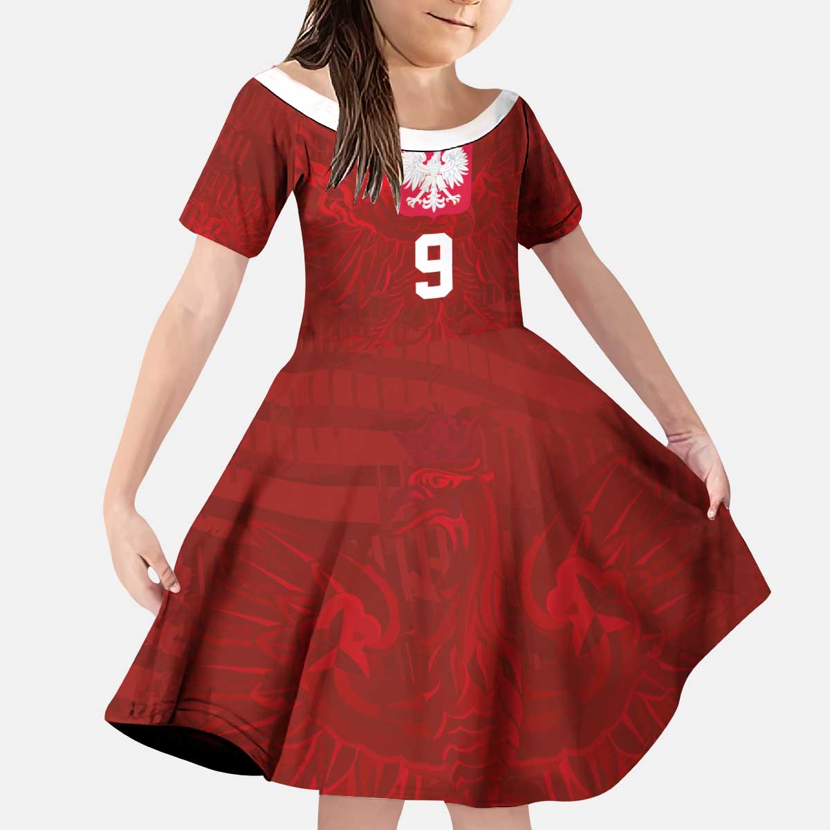 Custom Poland National Football Kid Short Sleeve Dress The Eagles on Flames - Wonder Print Shop