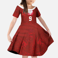 Custom Poland National Football Kid Short Sleeve Dress The Eagles on Flames - Wonder Print Shop