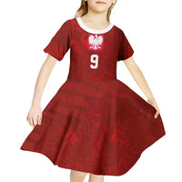 Custom Poland National Football Kid Short Sleeve Dress The Eagles on Flames - Wonder Print Shop