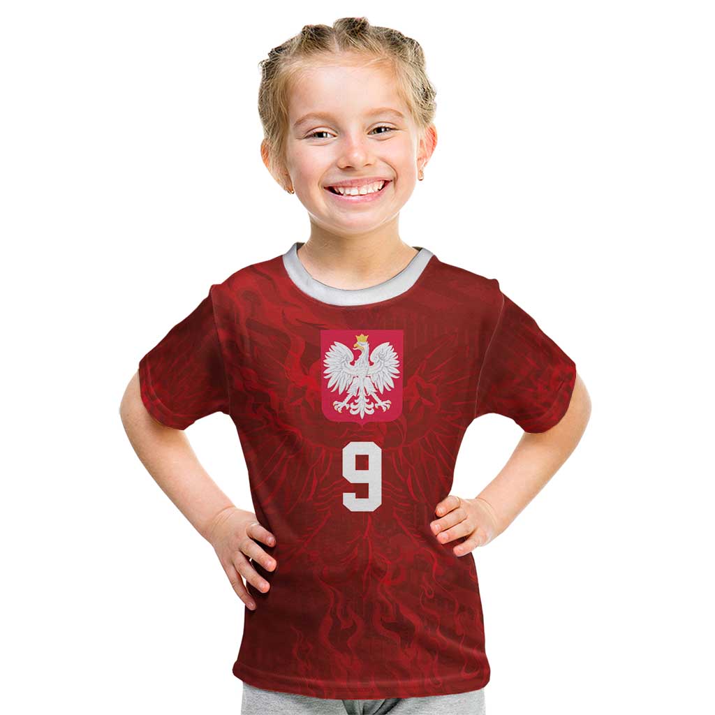 Custom Poland National Football Kid T Shirt The Eagles on Flames - Wonder Print Shop