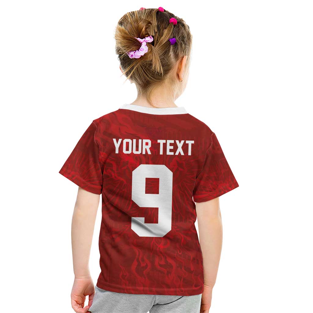 Custom Poland National Football Kid T Shirt The Eagles on Flames - Wonder Print Shop