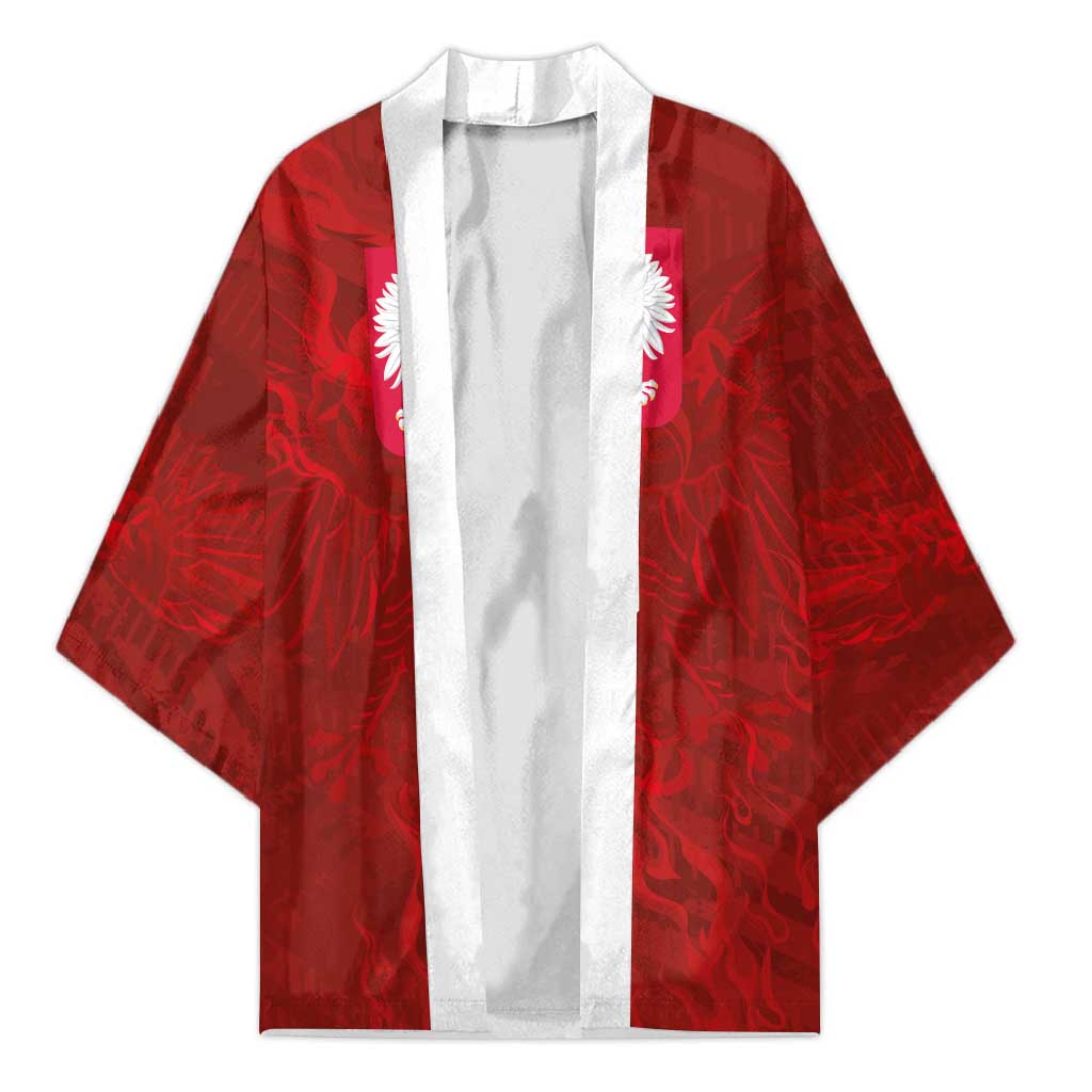 Custom Poland National Football Kimono The Eagles on Flames - Wonder Print Shop