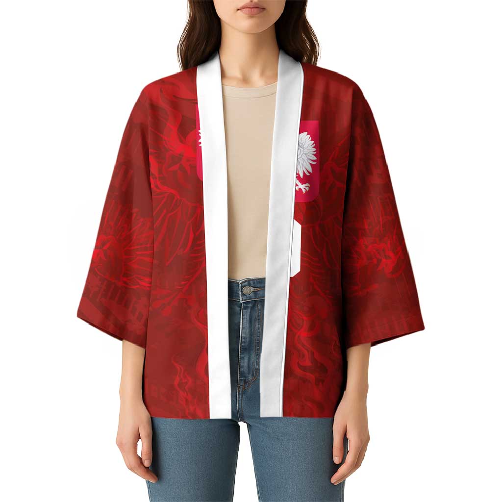 Custom Poland National Football Kimono The Eagles on Flames - Wonder Print Shop