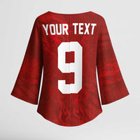 Custom Poland National Football Kimono Sleeve Blouse The Eagles on Flames - Wonder Print Shop
