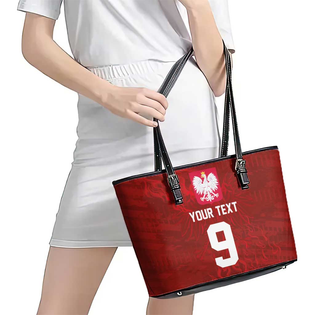 Custom Poland National Football Leather Tote Bag The Eagles on Flames - Wonder Print Shop