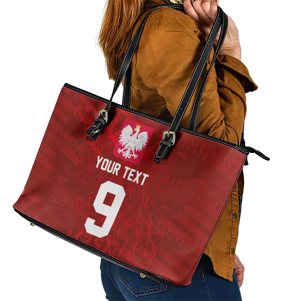 Custom Poland National Football Leather Tote Bag The Eagles on Flames - Wonder Print Shop