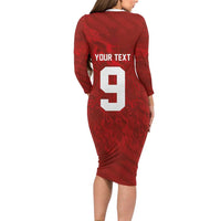 Custom Poland National Football Long Sleeve Bodycon Dress The Eagles on Flames - Wonder Print Shop