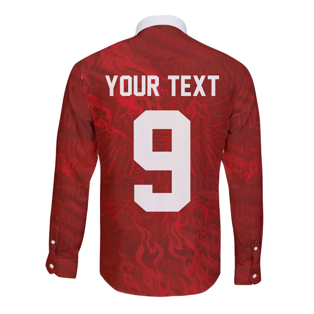 Custom Poland National Football Long Sleeve Button Shirt The Eagles on Flames - Wonder Print Shop