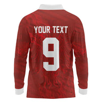 Custom Poland National Football Long Sleeve Polo Shirt The Eagles on Flames - Wonder Print Shop
