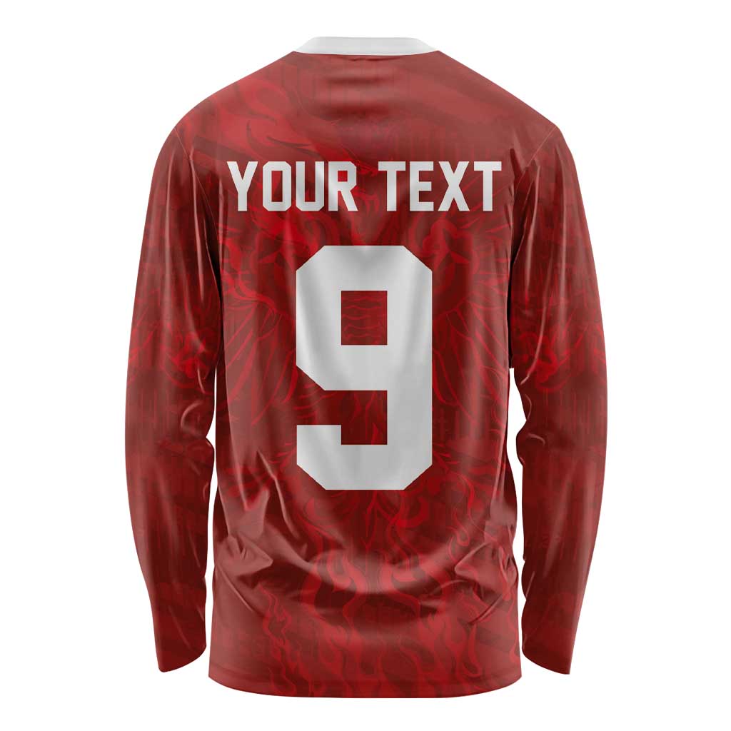 Custom Poland National Football Long Sleeve Shirt The Eagles on Flames - Wonder Print Shop