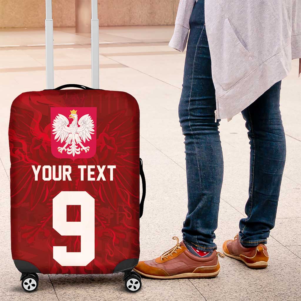 Custom Poland National Football Luggage Cover The Eagles on Flames - Wonder Print Shop
