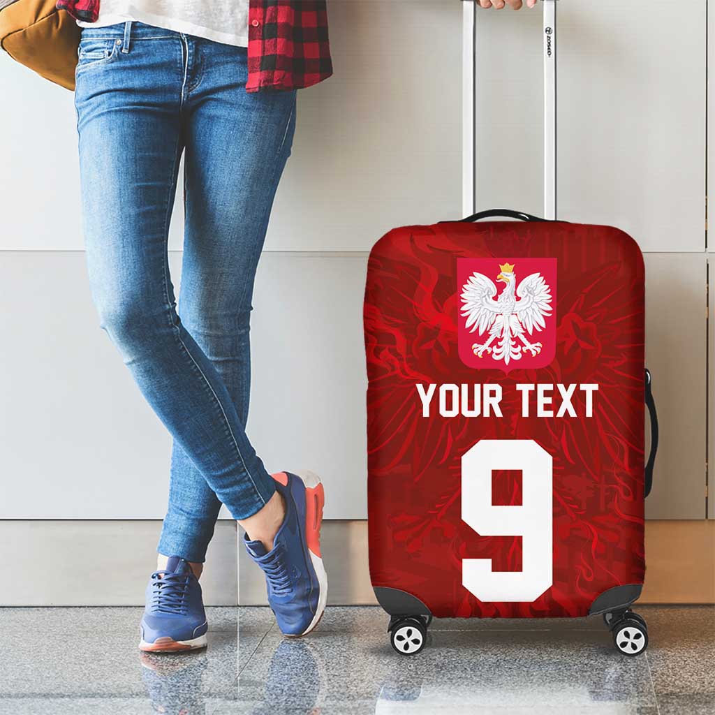 Custom Poland National Football Luggage Cover The Eagles on Flames - Wonder Print Shop