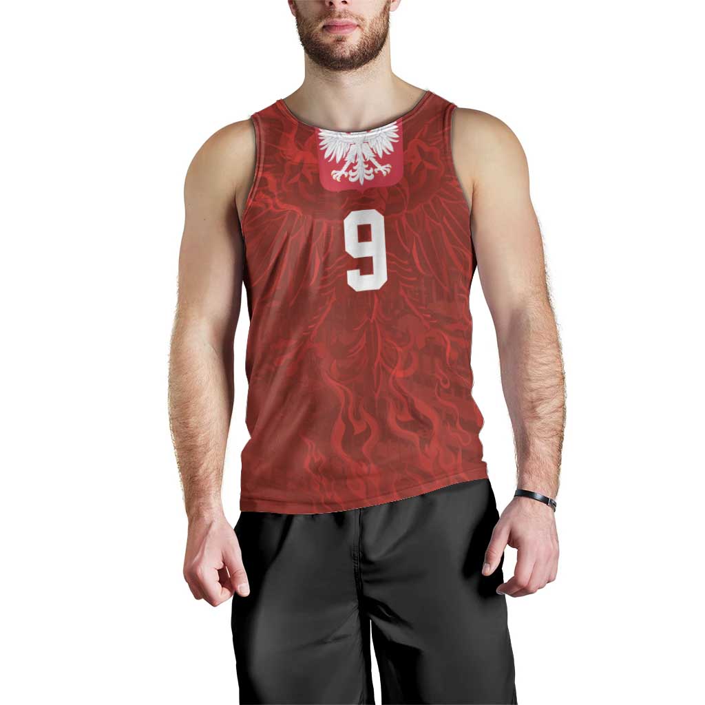 Custom Poland National Football Men Tank Top The Eagles on Flames - Wonder Print Shop