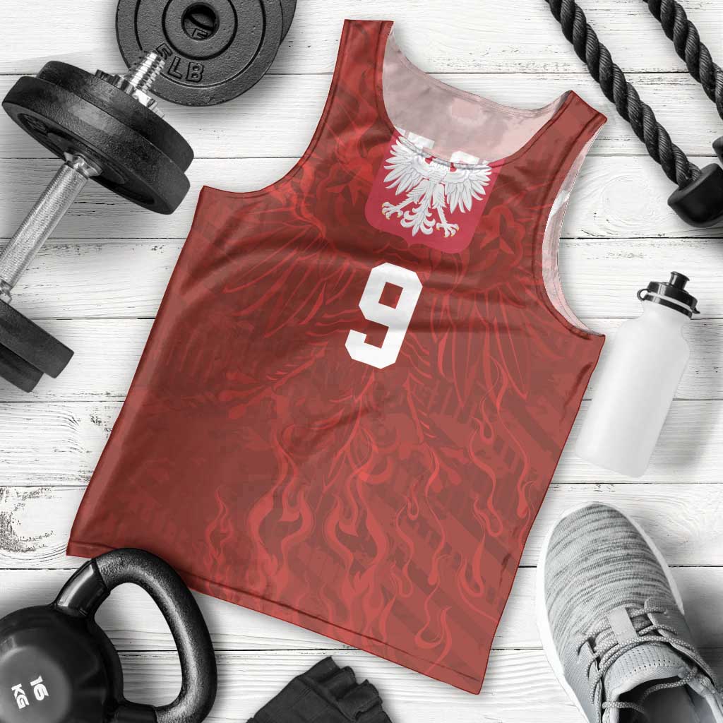 Custom Poland National Football Men Tank Top The Eagles on Flames - Wonder Print Shop