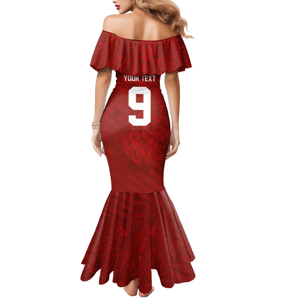 Custom Poland National Football Mermaid Dress The Eagles on Flames - Wonder Print Shop