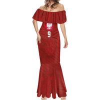 Custom Poland National Football Mermaid Dress The Eagles on Flames - Wonder Print Shop