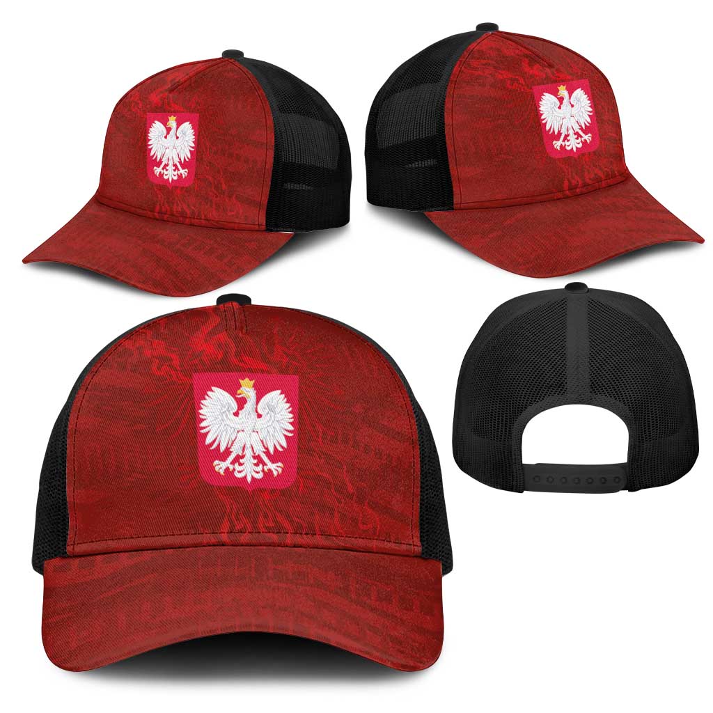 Poland National Football Mesh Trucker Cap The Eagles on Flames - Wonder Print Shop