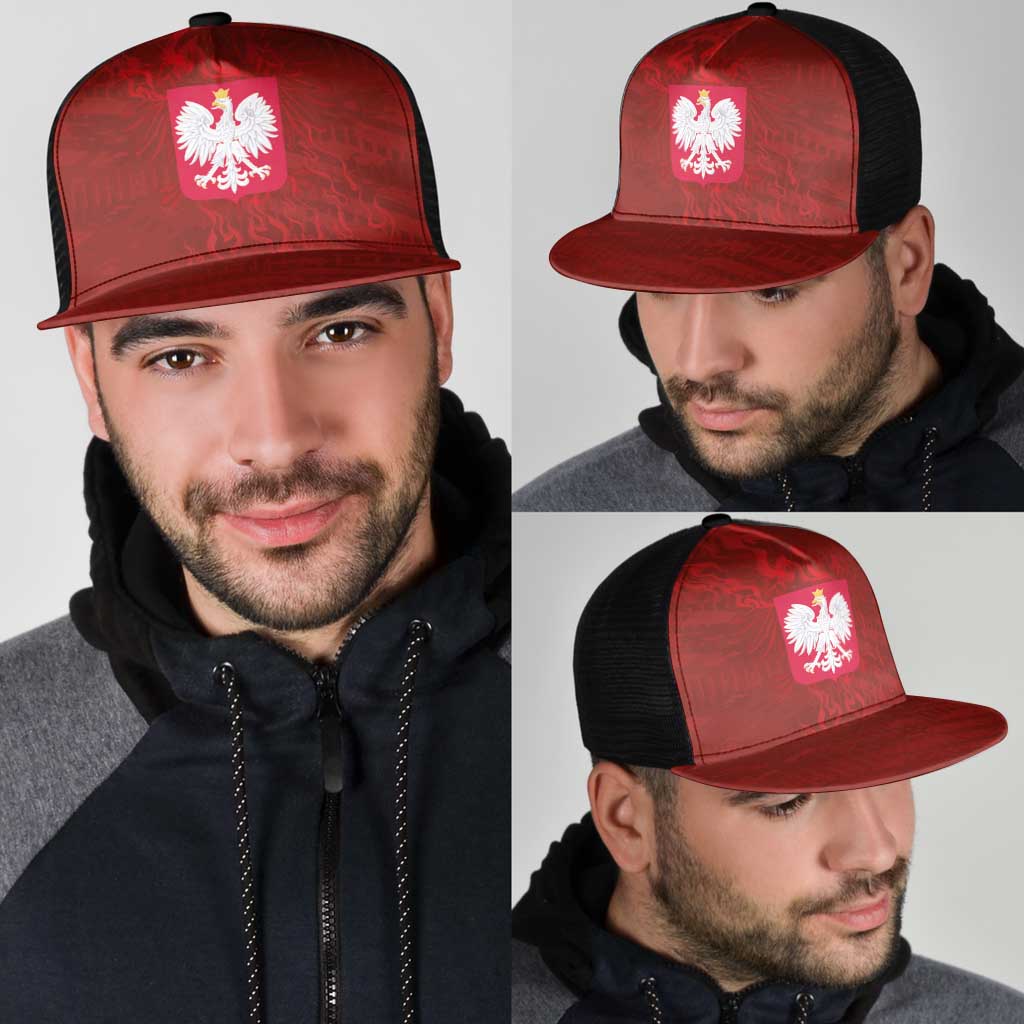 Poland National Football Mesh Trucker Cap The Eagles on Flames - Wonder Print Shop