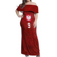 Custom Poland National Football Off Shoulder Maxi Dress The Eagles on Flames - Wonder Print Shop