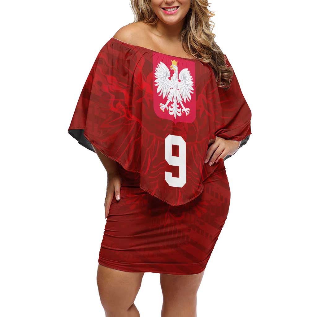 Custom Poland National Football Off Shoulder Short Dress The Eagles on Flames - Wonder Print Shop
