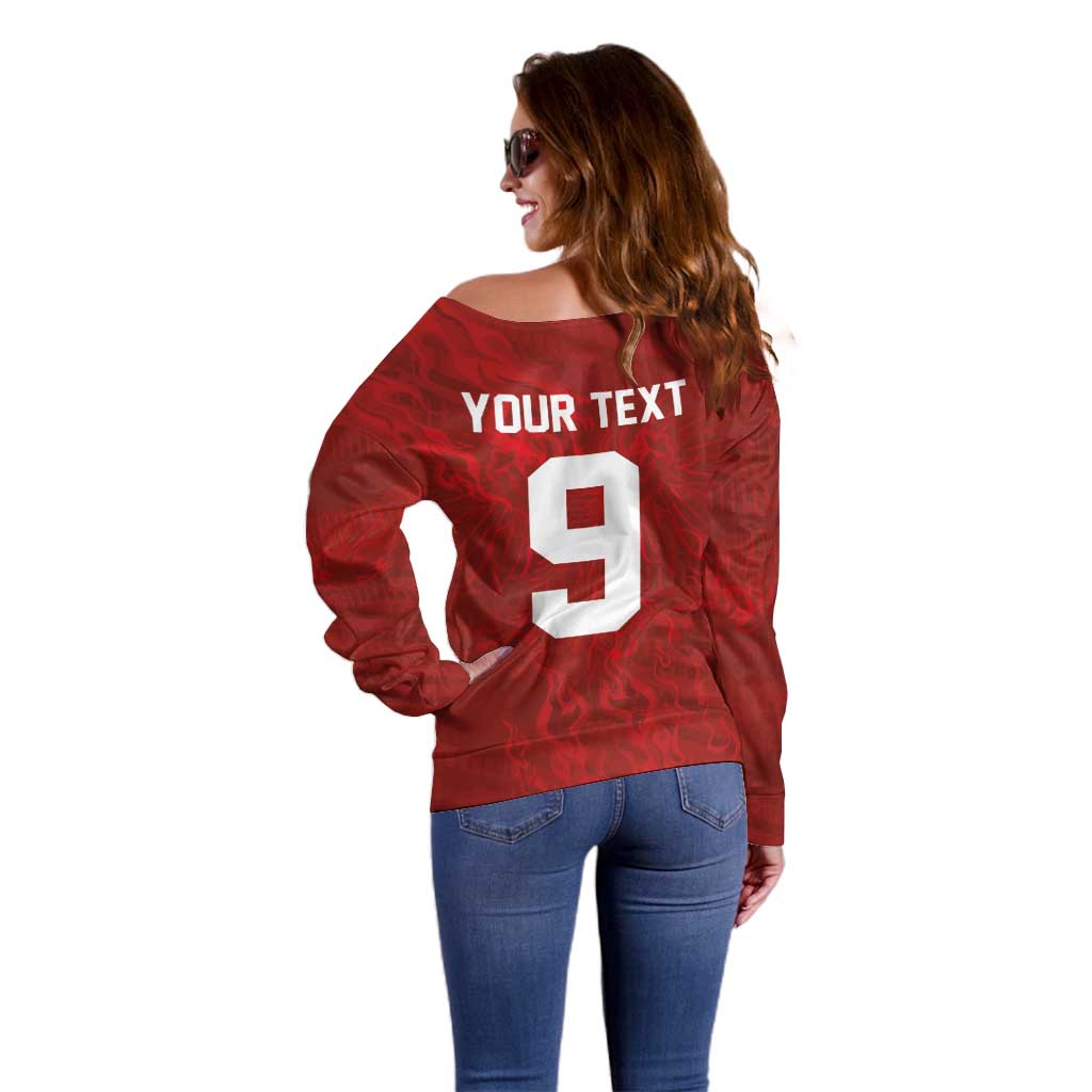 Custom Poland National Football Off Shoulder Sweater The Eagles on Flames - Wonder Print Shop