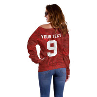 Custom Poland National Football Off Shoulder Sweater The Eagles on Flames - Wonder Print Shop