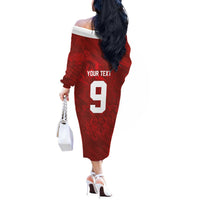 Custom Poland National Football Off The Shoulder Long Sleeve Dress The Eagles on Flames - Wonder Print Shop