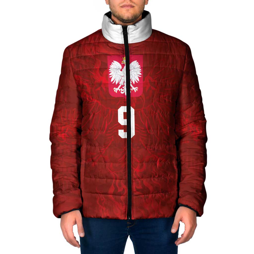 Custom Poland National Football Padded Jacket The Eagles on Flames - Wonder Print Shop