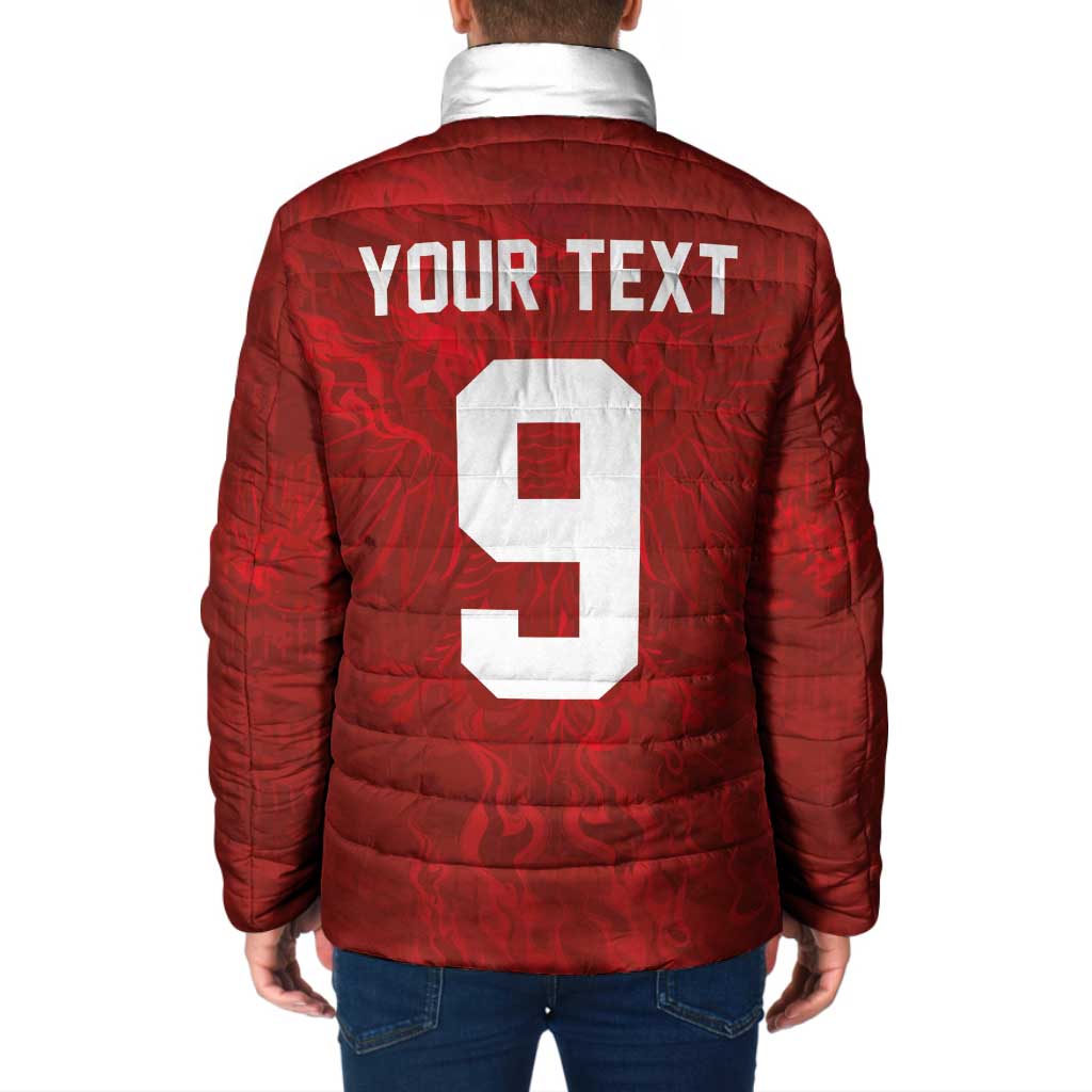 Custom Poland National Football Padded Jacket The Eagles on Flames - Wonder Print Shop
