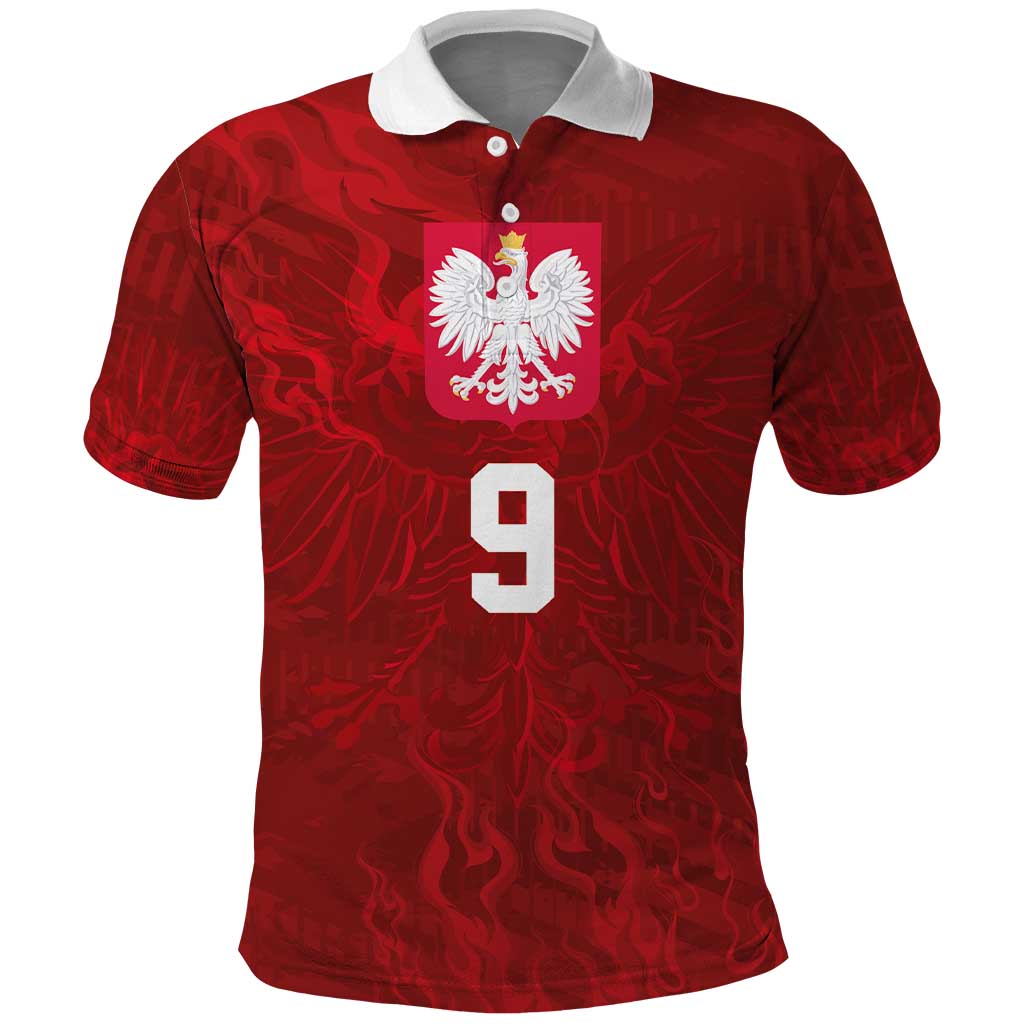 Custom Poland National Football Polo Shirt The Eagles on Flames - Wonder Print Shop