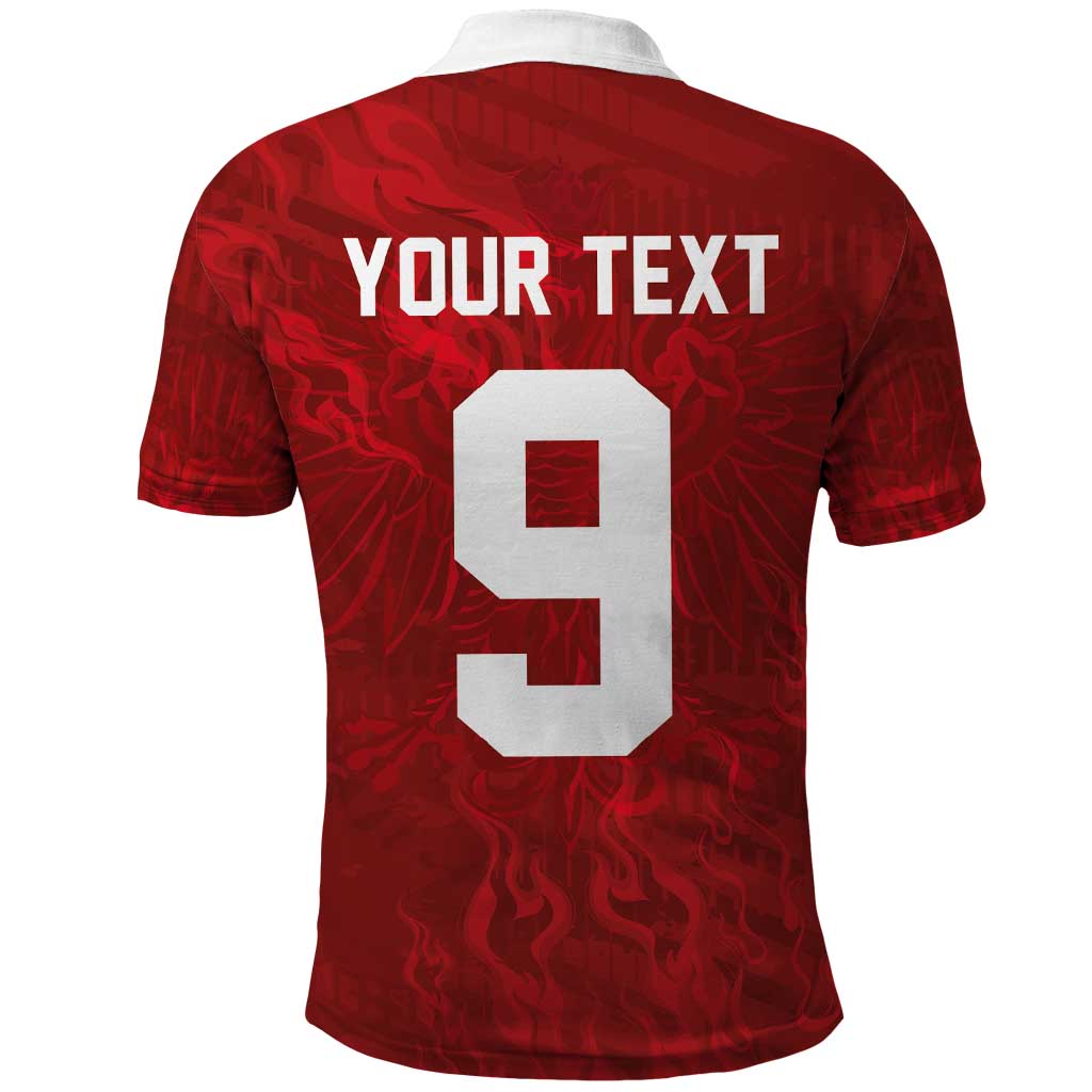 Custom Poland National Football Polo Shirt The Eagles on Flames - Wonder Print Shop