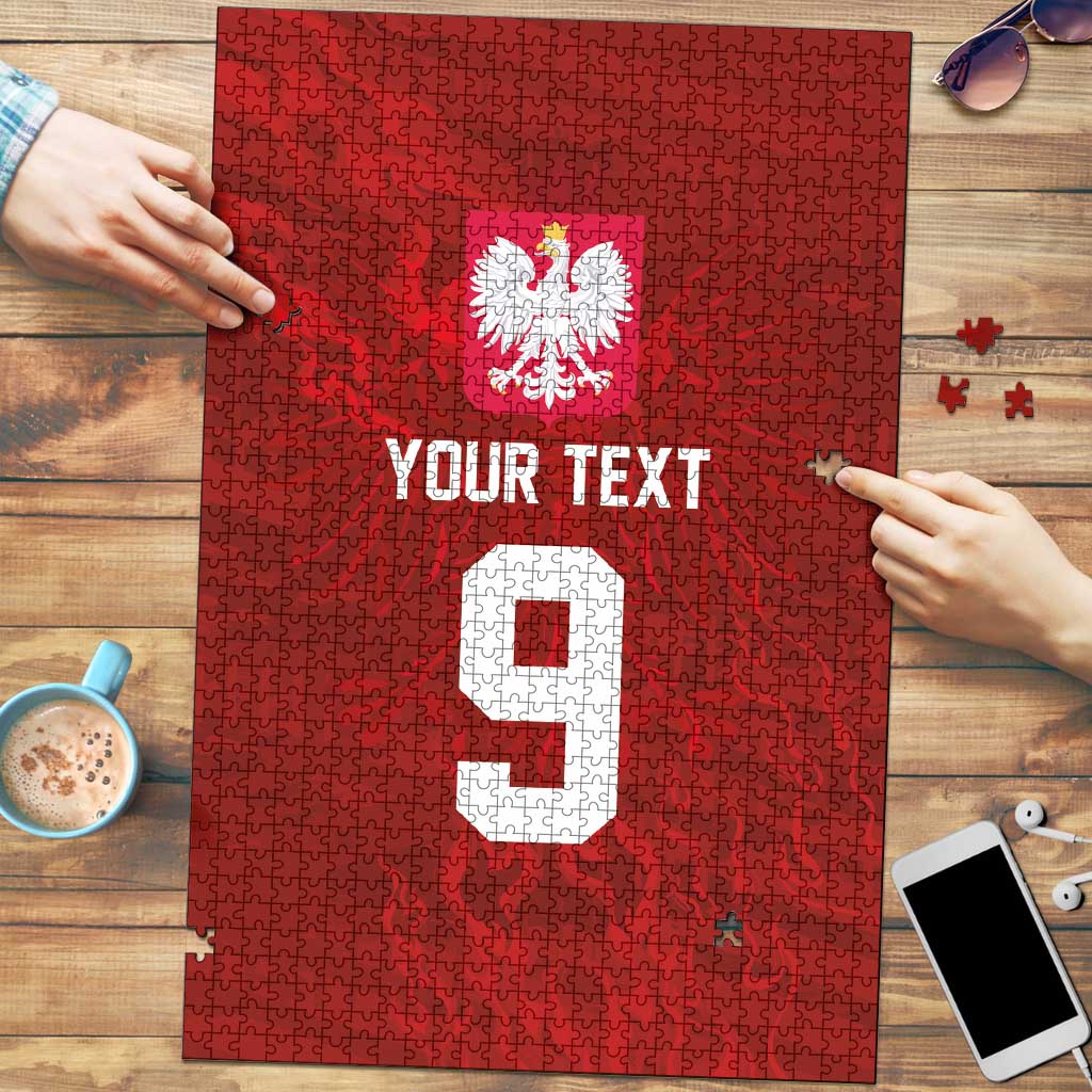 Custom Poland National Football Puzzle The Eagles on Flames - Wonder Print Shop