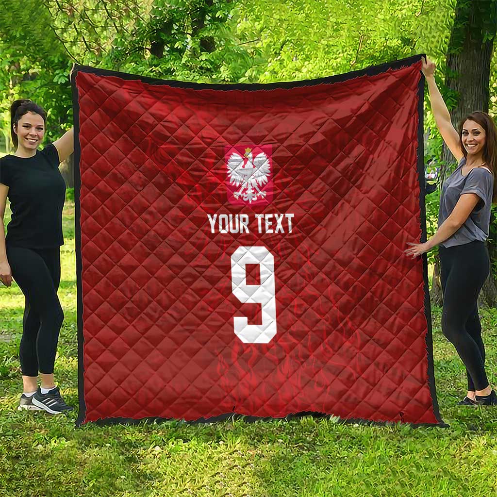 Custom Poland National Football Quilt The Eagles on Flames - Wonder Print Shop