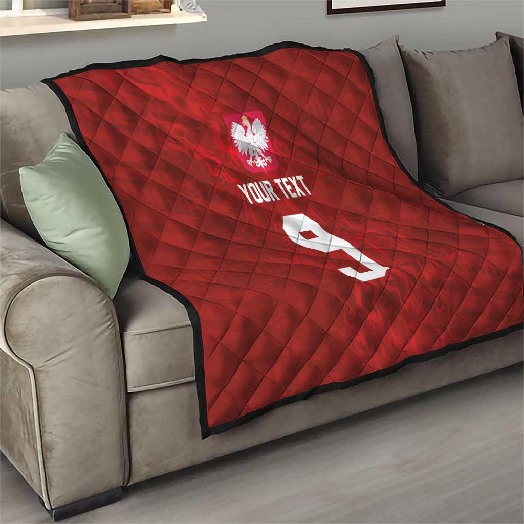 Custom Poland National Football Quilt The Eagles on Flames - Wonder Print Shop