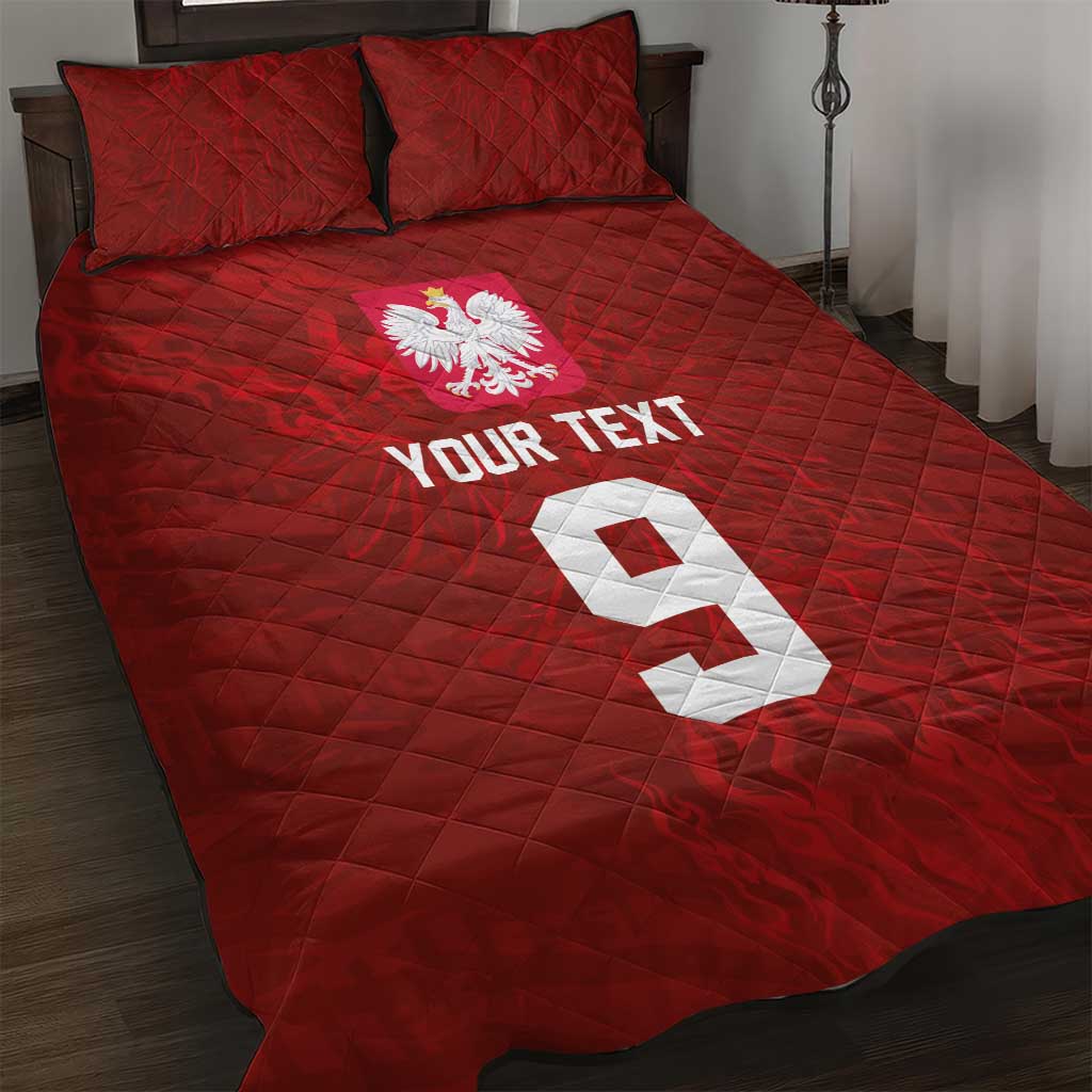 Custom Poland National Football Quilt Bed Set The Eagles on Flames - Wonder Print Shop
