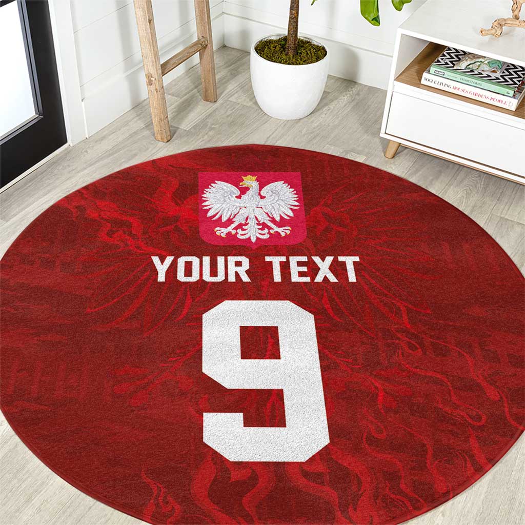 Custom Poland National Football Round Carpet The Eagles on Flames - Wonder Print Shop