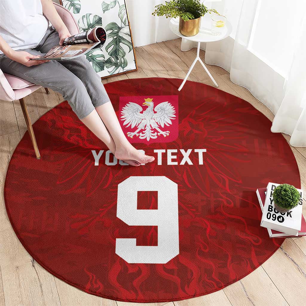 Custom Poland National Football Round Carpet The Eagles on Flames - Wonder Print Shop