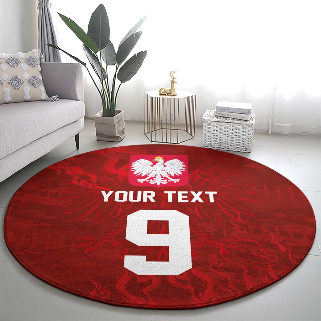 Custom Poland National Football Round Carpet The Eagles on Flames - Wonder Print Shop