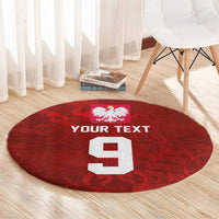 Custom Poland National Football Round Carpet The Eagles on Flames - Wonder Print Shop