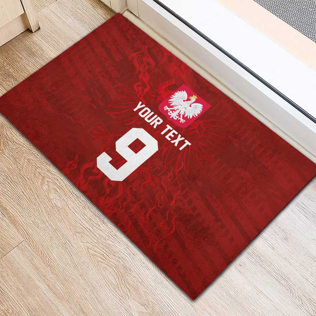 Custom Poland National Football Rubber Doormat The Eagles on Flames - Wonder Print Shop