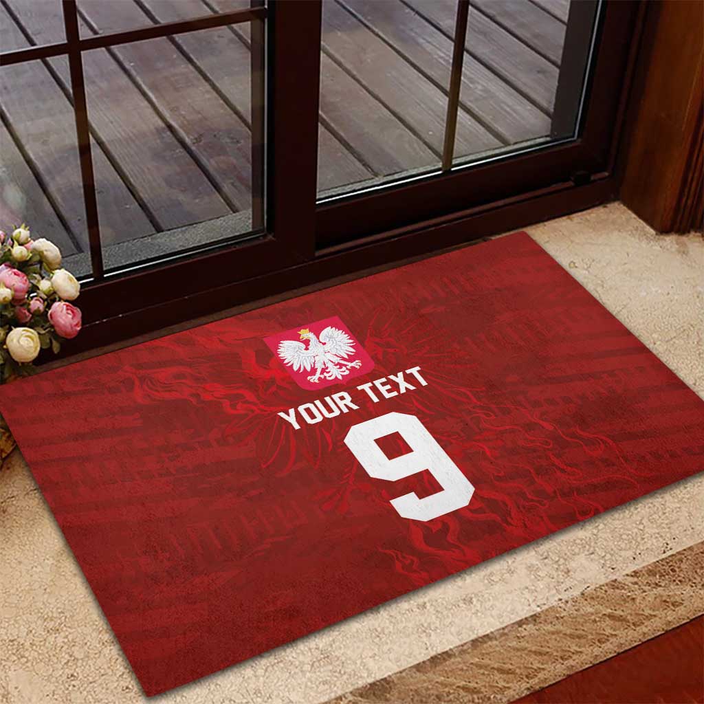 Custom Poland National Football Rubber Doormat The Eagles on Flames - Wonder Print Shop